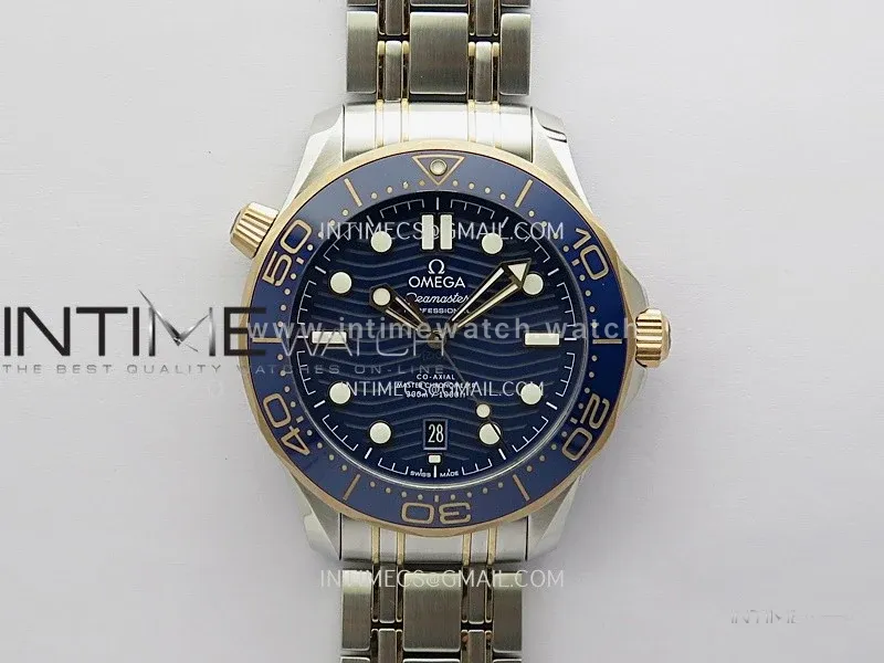 Seamaster Diver 300M Blue Ceramic Bezel SS/RG V4 VSF 1:1 Best Edition Blue Dial On SS/RG Bracelet Super Clone Asian 8800