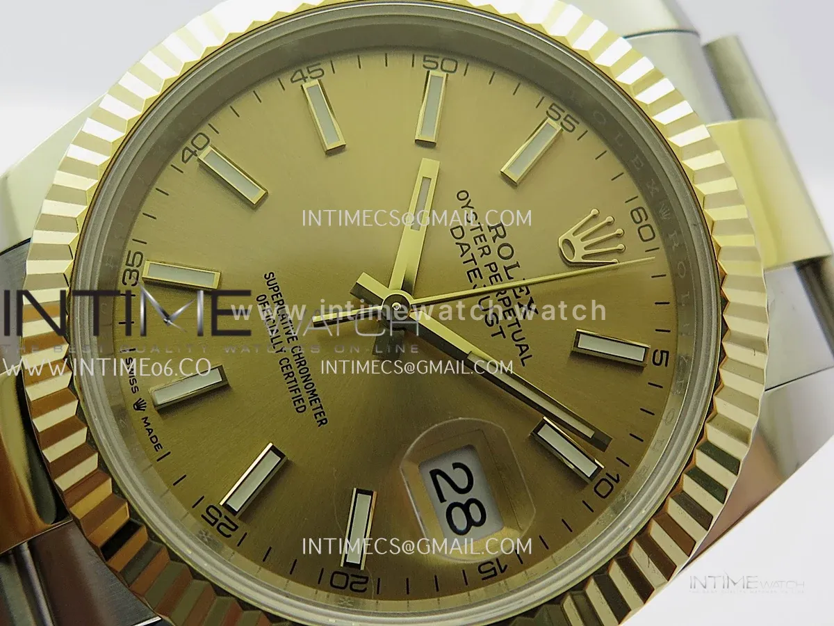 Datejust 41 126333 Champagne Dial Stick Markers in Yellow/Steel on Oyster Bracelet