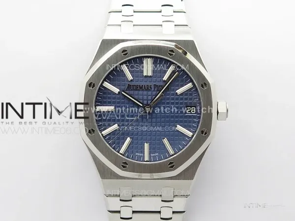 Royal Oak 41mm 15510 50th SS ZF 1:1 Best Edition Blue Textured Dial on SS Bracelet A4302