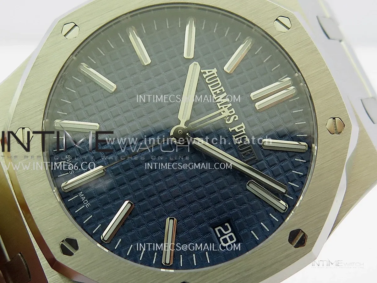 Royal Oak 41mm 15510 SS JF 1:1 Best Edition Blue Dial On SS Bracelet Super Clone DD4302 (Free Sprung Look)