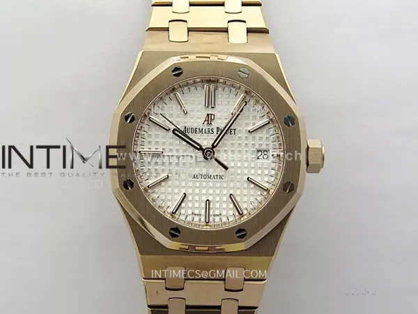 Royal Oak 37mm 15450 RG IPF 1:1 Best Edition Silver Dial on RG Bracelet SA3120 Super Clone