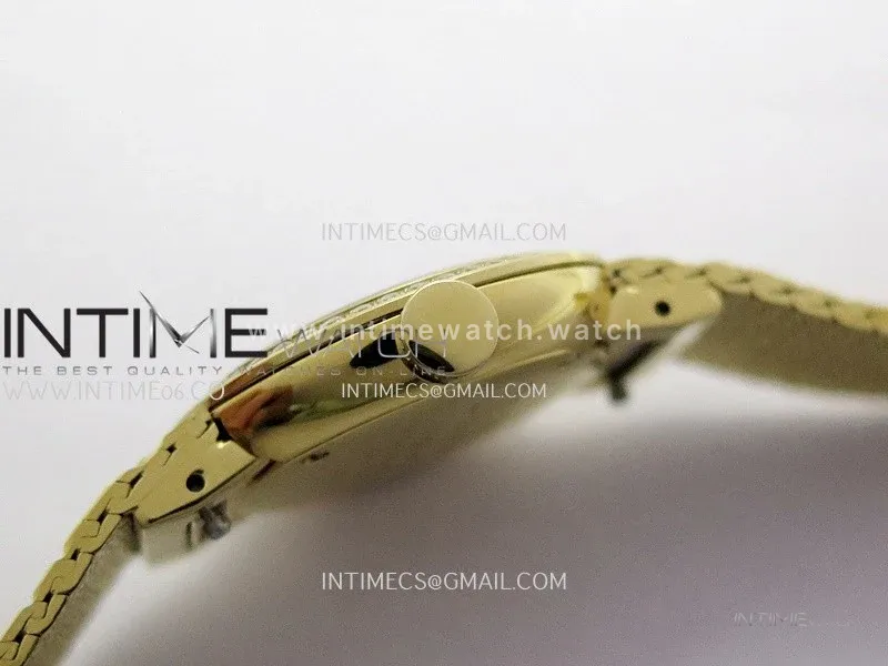 La D de Dior Satine 25mm Diamond Bezel YG 8848F 1:1 Best Edition Gold Dial On YG bracelet Swiss Quartz