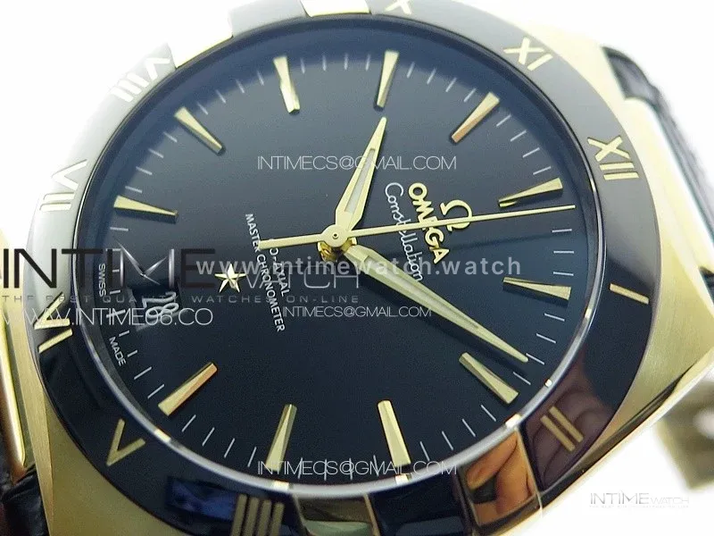Constellation 41mm YG/Black Ceramic Bezel VSF 1:1 Best Edition Black Dial on Black Gummy Strap A8900