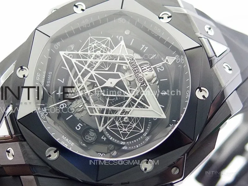 Big Bang Sang Bleu II Black Ceramic BBF Best Edition on Black Rubber Strap A1240