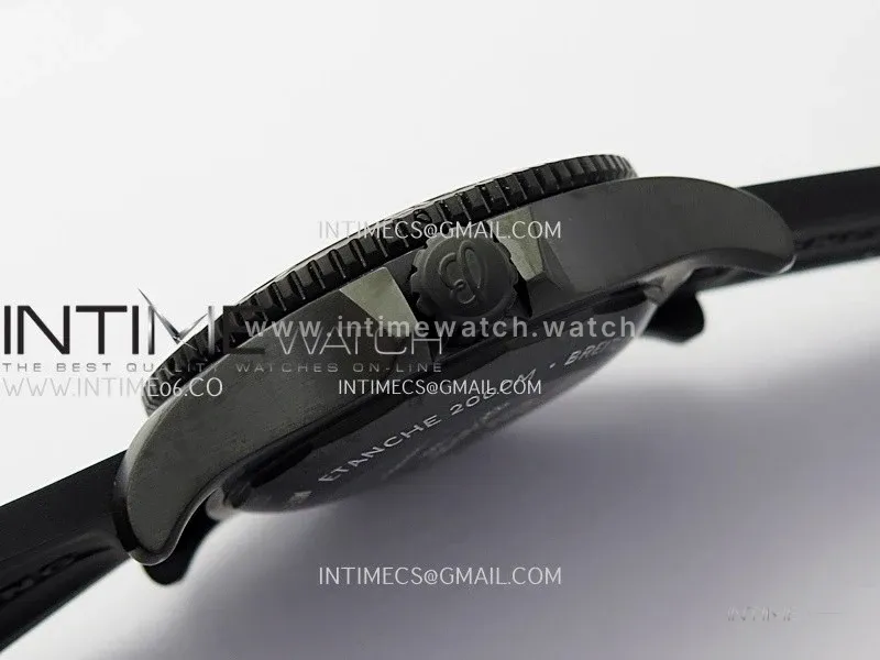 SuperOcean Automatic 46mm DLC TF 1:1 Best Edition Black Dial on Black Rubber Strap A2824