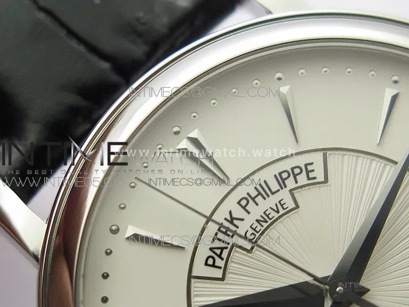 Calatrava 5153G-010 SS ZF 1:1 Best Edition White textured dial on Black Leather Strap A324CS