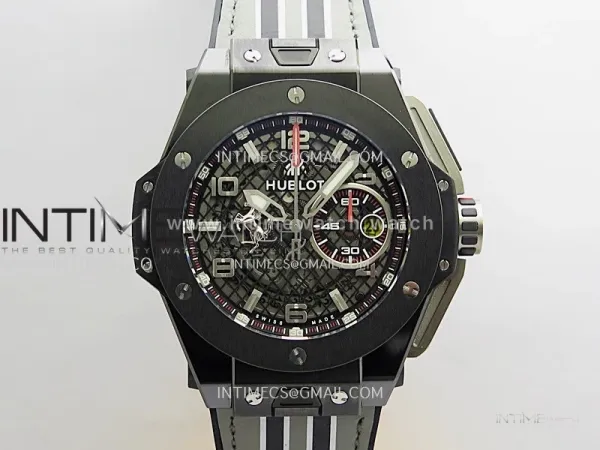 Hublot Big Bang Unico 44mm Carbon/PVD HBBF 1:1 Best Edition Skeleton Dial Silver Marker On Colors Gummy Strap A1280