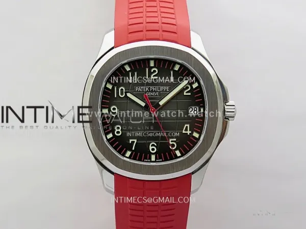 Aquanaut Jumbo 5167A-012 Singapore SS PPF 1:1 Best Edition Black Dial on Red Rubber Strap Super Clone 26-330 V2