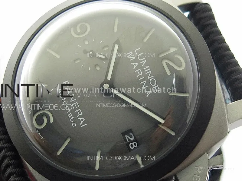 PAM1122 SS/DLC TTF 1:1 Best Edition Gray Dial on Black/Blue Leather Strap P9010