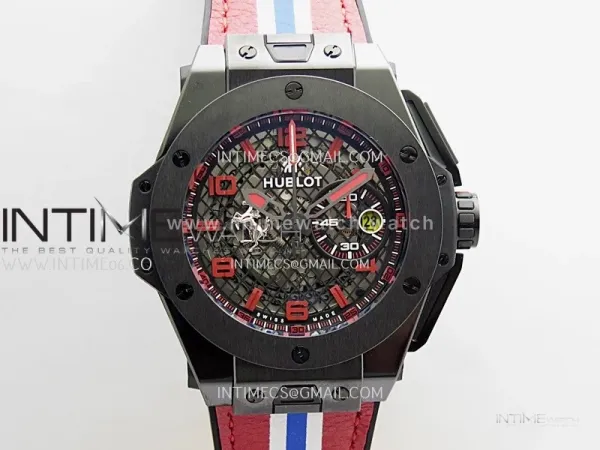 Hublot Big Bang Unico 44mm Carbon/PVD HBBF 1:1 Best Edition Skeleton Dial Red Marker On Colors Gummy Strap A1280
