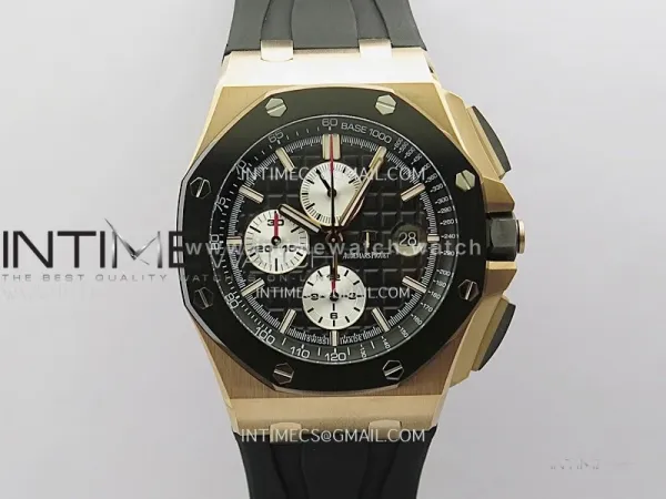 Royal Oak Offshore 44mm RG TKF Best Edition Black/Silver Dial Ceramic Bezel on Black Rubber Strap A3126
