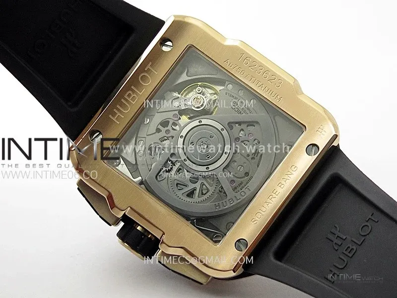 Square Bang Unico 42mm RG/Ceramic BBF 1:1 Best Edition Skeleton Dial on Black Rubber Strap A1280