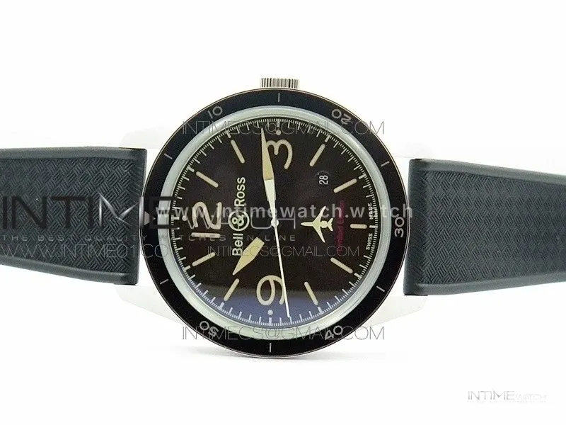 Vintage BR123 50 Years SS Brown Dial on Black Rubber Strap MIYOTA 9015