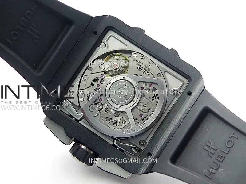 Square Bang Unico 42mm Titanium BBF 1:1 Best Edition Skeleton Dial on Black Rubber Strap A1280