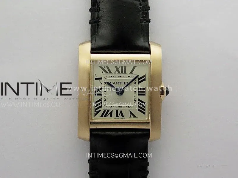 Tank Francaise Ladies 21.2mm RG 8848F 1:1 Best Edition Silver Dial on Black Leather Strap Ronda Quartz V2