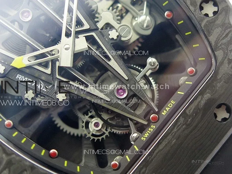 RM027-03 NTPT Real Tourbillon RMF Best Edition Skeleton Dial on Black Rubber Strap