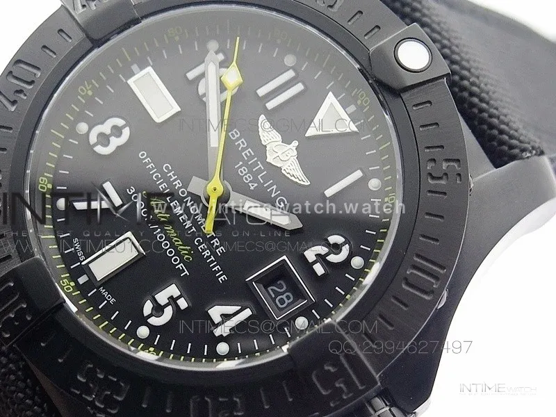 Avenger II Seawolf PVD Black Dial Yellow Markers on Black Nylon Strap A2836