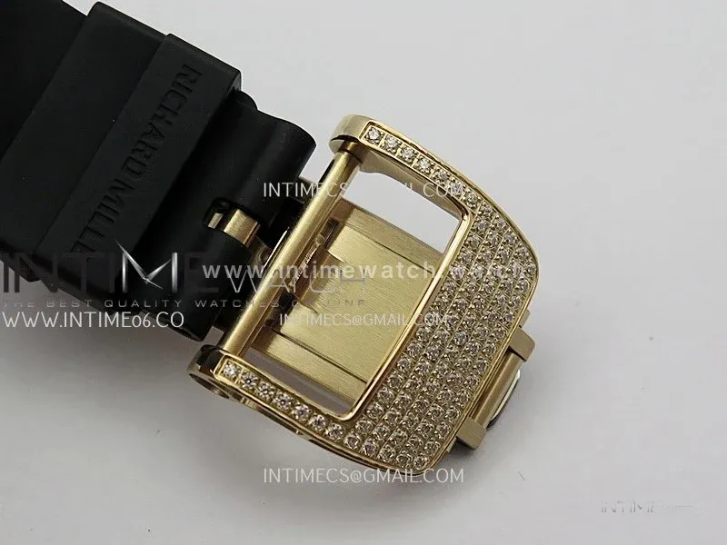RM07 Full Paved Diamond RG ZF Best Edition Black Diamond Skeleton Dial On Black Rubber Strap Asian CRMA2 Clone