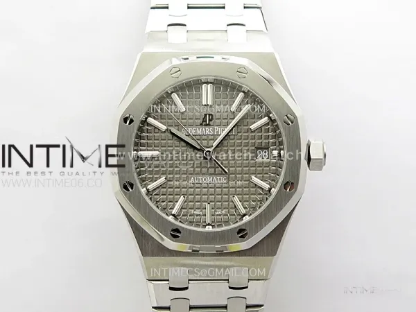 Royal Oak 37mm 15450 SS ZF 1:1 Best Edition Gray Textured Dial on SS Bracelet SA3120 Super Clone