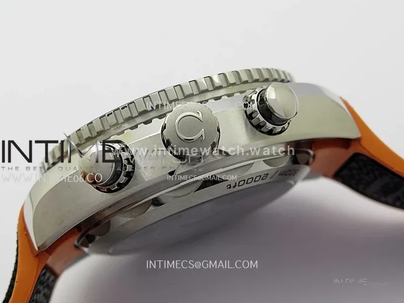 Planet Ocean Master Chronometer Black/Orange Ceramic Bezel SS SCF 1:1 Best Edition Black Dial on Black Rubber Strap A9900