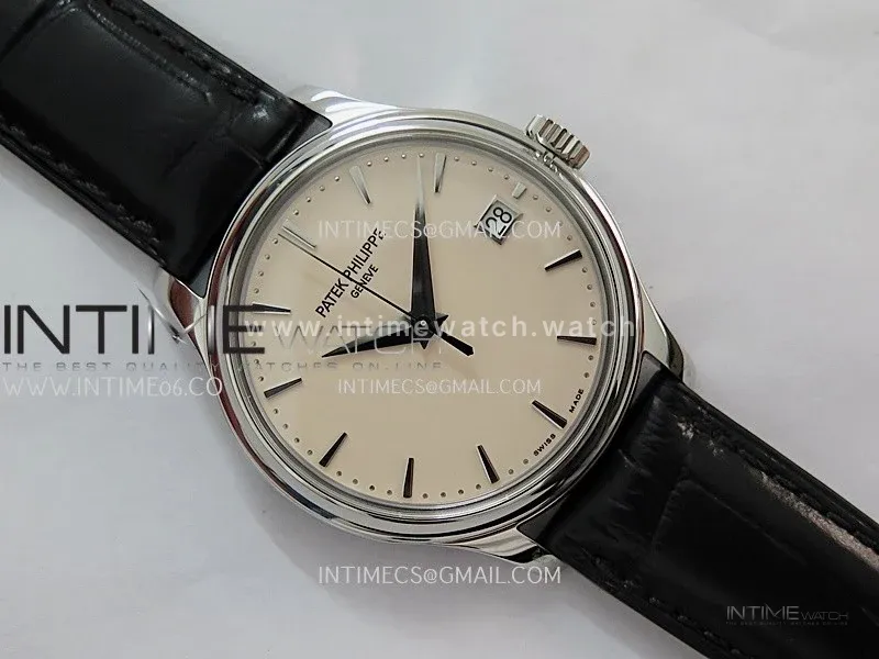 Calatrava 5227 SS 3KF 1:1 Best Edition White Dial on Brown Leather Strap A324 Super Clone V2