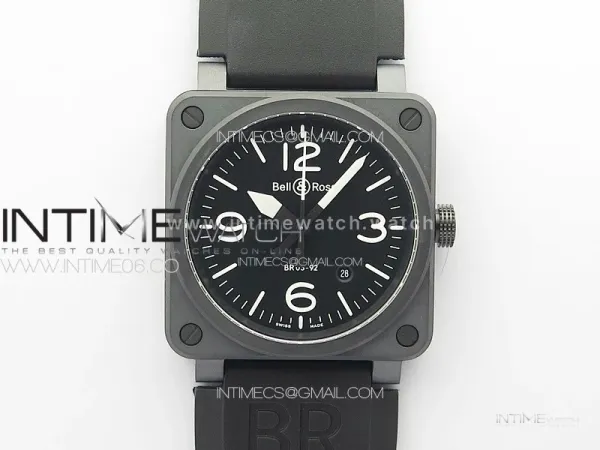 BR 03-92 Real Ceramic 1:1 Best Edition Black Dial on Black Rubber Strap MIYOTA 9015