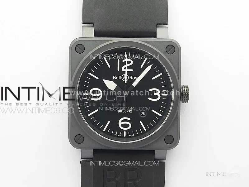 BR 03-92 Real Ceramic 1:1 Best Edition Black Dial on Black Rubber Strap MIYOTA 9015