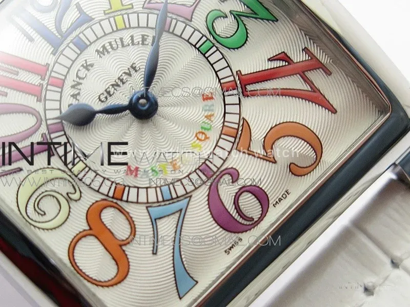 Master Square SS Ladies ZF 1:1 Best Edition White Colorful Arabic Dial on White Leather Strap Ronda Quartz