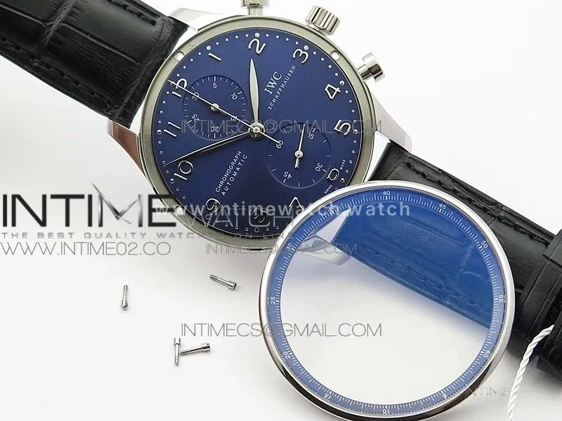 Portuguese IW371491 ZF V3 1:1 Best Edition SS Blue dial on Black Leather Strap A79350 (Slim Movement)