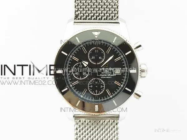 Super Ocean 1884 Heritage Black Ceramic Bezel SS Black Dial on A7750